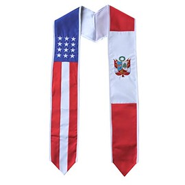Del Mex Country and USA Flag Graduation Stole Sash International Graduate (Peru/USA)