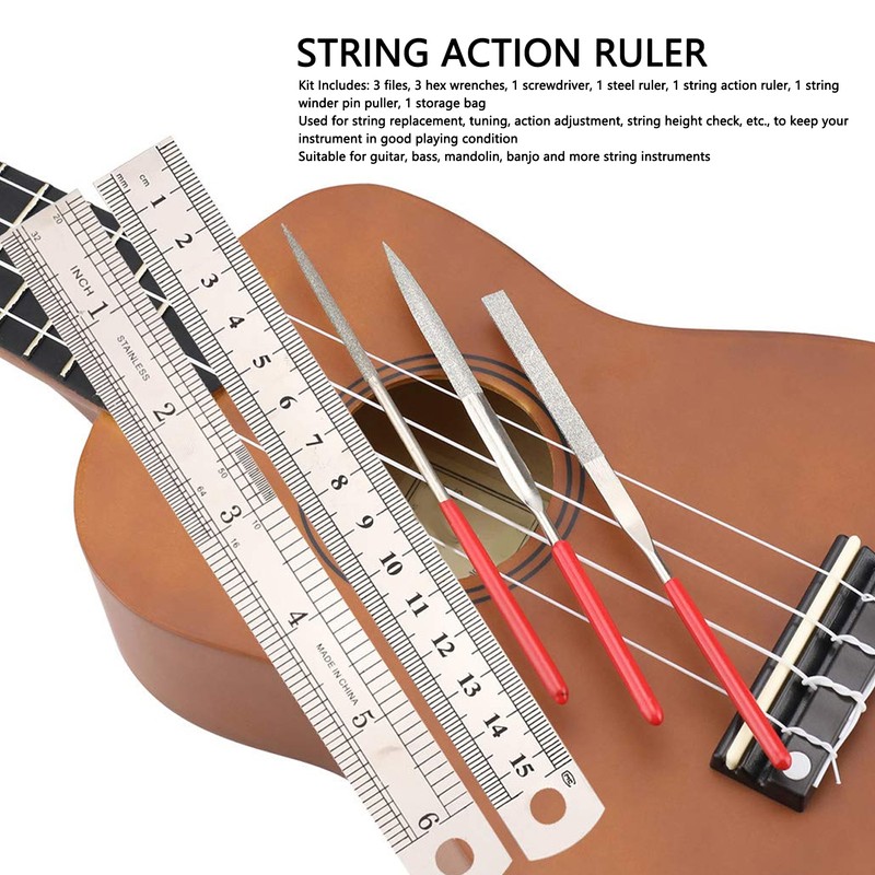 Guitar Maintenance Tool Kit Hex Wrench File Screwdriver Ruler String