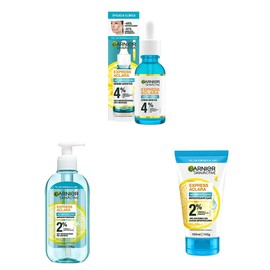 Garnier Express Aclara Serum Anti Acne 30 ml  ara Gel de Limpieza Anti Acne 200ml  ara Exfoliante Anti Acne 150 ml                                    