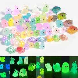 Crrezhai Tiny Resin Animal Min Garden Figurines Decor Ornament for DIY Aquarium Accessories Luminous Dog Duck Glow in The Dark 60pcs