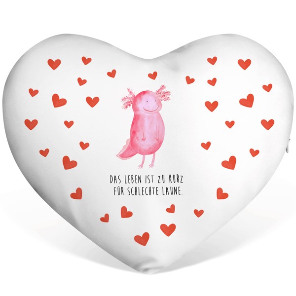 Mr. & Mrs. Panda Axolotl Happy Heart Cushion, Gift, Decorative Cushion, Newt, Good Mood, Heart Shape, Lurch, Tail Lurch, Lurch