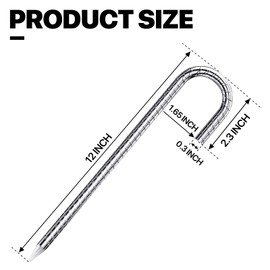 TiTifield Rebar Stakes 8 Pack 12 inch Trampoline Stakes J Hook Tent Stakes Heavy Duty Stakes for Gardening,Rust Resistant Mental Stakes for Camping Tents,Fence and Garden Decoration