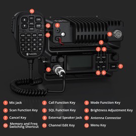 Radioddity DB40-G GMRS Mobile Radio, 40W Long Range Repeater-Capable Two Way Radio with Dual Display, VOX, 169 Channels, UHF RX, for Off-Road, Vehicle Communication