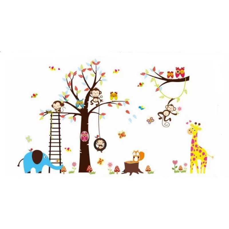 DaraBaby Vinil Decorativo Infantil Cuarto Estancia Arbol Zoologico
