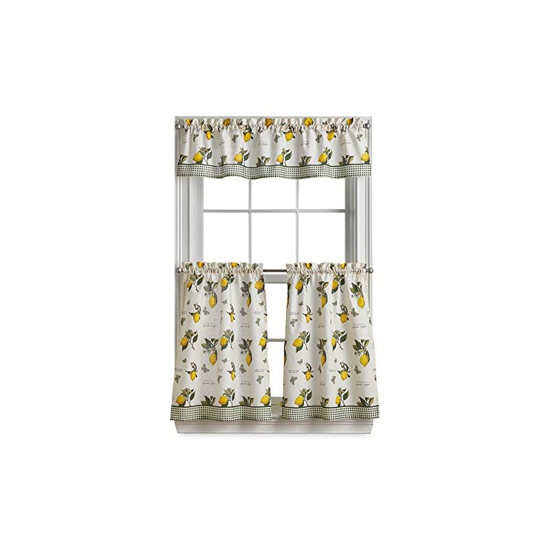 CHF Juego de Cortinas de Cocina Limón y Cenefa, 3
