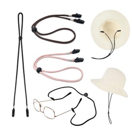 VPbao 3pcs Hat Retainer Clips, Adjustable Elastic Windproof Hats Chin Cord, Removable Chin Strap & Spring Loaded Stop Cord Lock Anti-Lost Cap Strap Clips for Fishing Hiking Camping Travel Boating 021A