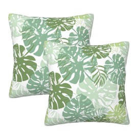 SENRUEGT Palm Leaf Throw Pillow Covers Set of 2,Leaves Decorative Couch Pillow,Outdoor Farmhouse Sofa Cushion Cover Modern Decor for Bed Living Room 16"x16"