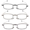prtcslwd 3 Pack Folding Reading Glasses Stainless Steel Mini Anti-Blue