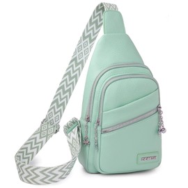 Myhozee Chest Bag Women's Sling Bag, PU Leather Crossbody Bag, Women's Small Shoulder Bag, Women's Shoulder Bags for Outdoor Sports, Hiking, Cycling, Mountaineering, Travel, Green103, Fashion