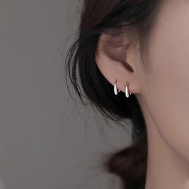 SLUYNZ 925 Sterling Silver Teardrop Drop Earrings for Women Droplet Earrings Small Hook Earrings (A-Silver)