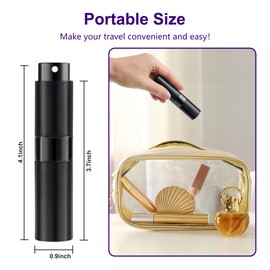MDDRUIQI 8ML Perfume Travel Refillable Portable Perfume Atomizer Bottle - Stocking Stuffers for Adults Men Women,White Elephant Gifts for Adults,Travel Essentials,Christmas Gifts(Balck,2Pack)