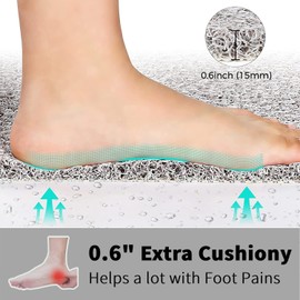 Rzoysia 0.6" Thick Non Slip Bath Tub Shower mat 24x24Inch Bathmat for Tub PVC Loofah Foot Massage Mat for Bathroom Without Suction Cups Quick Drying Light Grey