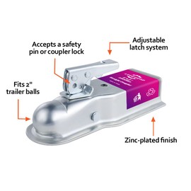 2" Straight Trailer Coupler, 3" Channel - 3500 lb Class II - for Towing RV, Boat, Camper (3500LBS 2"X3")