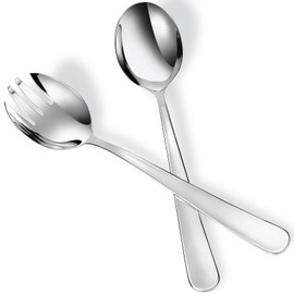 KEAWELL Premium 9.45" Louise Salad Servers, 18/10 Stainless Steel, Exceptional mirror finish, Dishwasher Safe (Salad Servers)