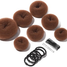 Teenitor Hair Bun, Bun Maker, Hair Donuts for Buns, Ballet Bun Maker for Kids,7pcs, Light Brown