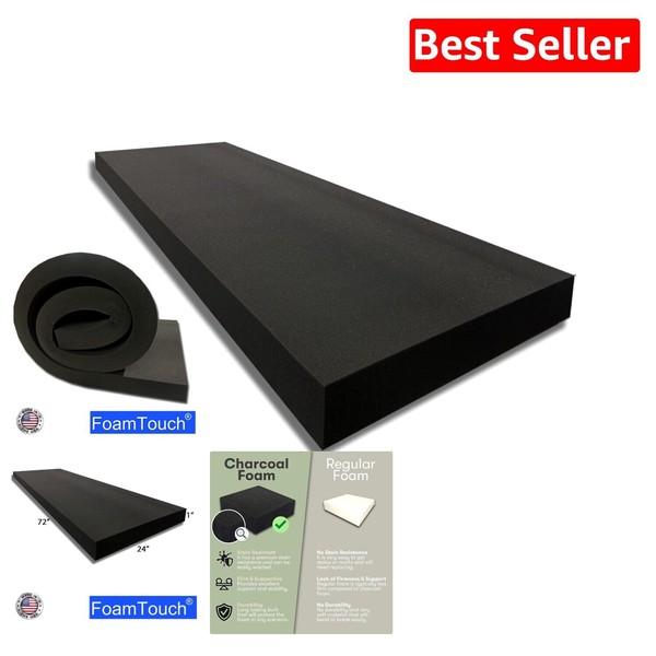 Sound Dampening Charcoal Foam 1" x 24" x 72" -
