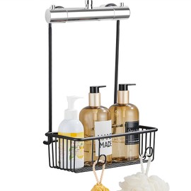 GERUIKE Shower Basket for Hanging Shower Shelf No Drilling - Bathroom Shelf Hanging Black Matt Stainless Steel - Shower Shelf for Hanging Bathroom Organiser, Shampoo Holder for Shower Hanging on the