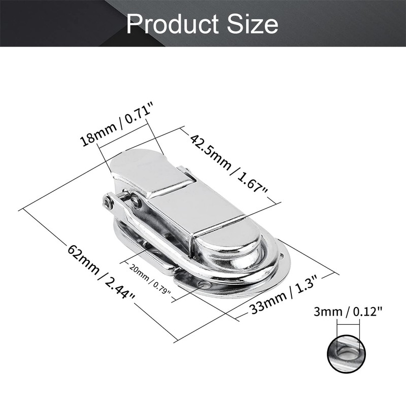 MroMax 4Pcs Suitcase Lock Hasp 2.44" x 1.3" (LxW) Modern