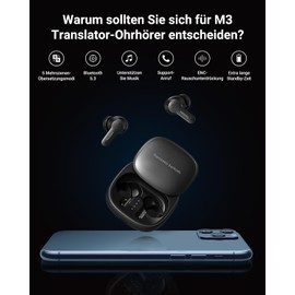 Ai Headphones Translator, Headphones Translator Real Time with 144 Languages & Accents, 3-in-1 Smart Bluetooth Headphones, Ideal for Travel, Business, Learning (Black)