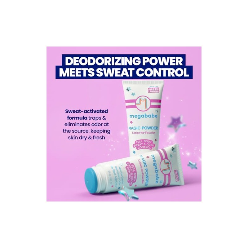 Megababe Magic Powder, absorbente de sudor y olor, sin talco,
