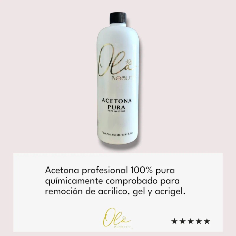 Diluyente De Esmalte Acetona 100% Pura 1 Litro Ola Beauty