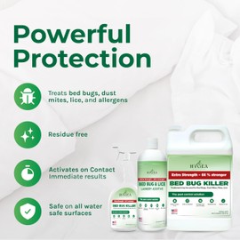 Hygea Natural Extra Strength Bed Bug & Lice Elimination Trio - Includes Extra Strength 24 oz Lice & Bed Bug Spray, 32 oz Lice & Bed Bug Laundry Additive, & 128 oz Spray Refill