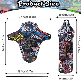 mellystore Mudguards Mountain Bike Pack of 2 Bicycle Mudguards with 10 Cable Ties, MTB Mudguard, Bicycle Splash Guard Rear and Front, Bicycle Mudguard for 20 Inch 26 Inch 27.5 Inch 29 Inch MTB Bicycle