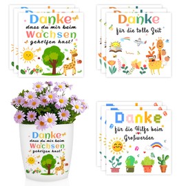 YUNYAKARSA 9 x stickers for the flower pot, thank you for helping me grow, farewell gift teacher, thank you for nursery, teacher gift, farewell gift kindergarten