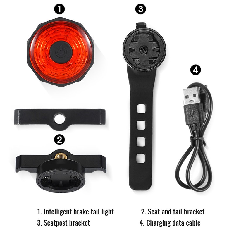 Smart Bike Tail Light Auto On/Off Rechargeable Ultra Bright IPX6