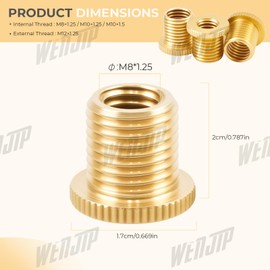WENJTP 3PCS Shift Knob Thread Adapters M8 X 1.25 to M12 X 1.25 OD Thread Gear Shifter Knob Screw HTRACING