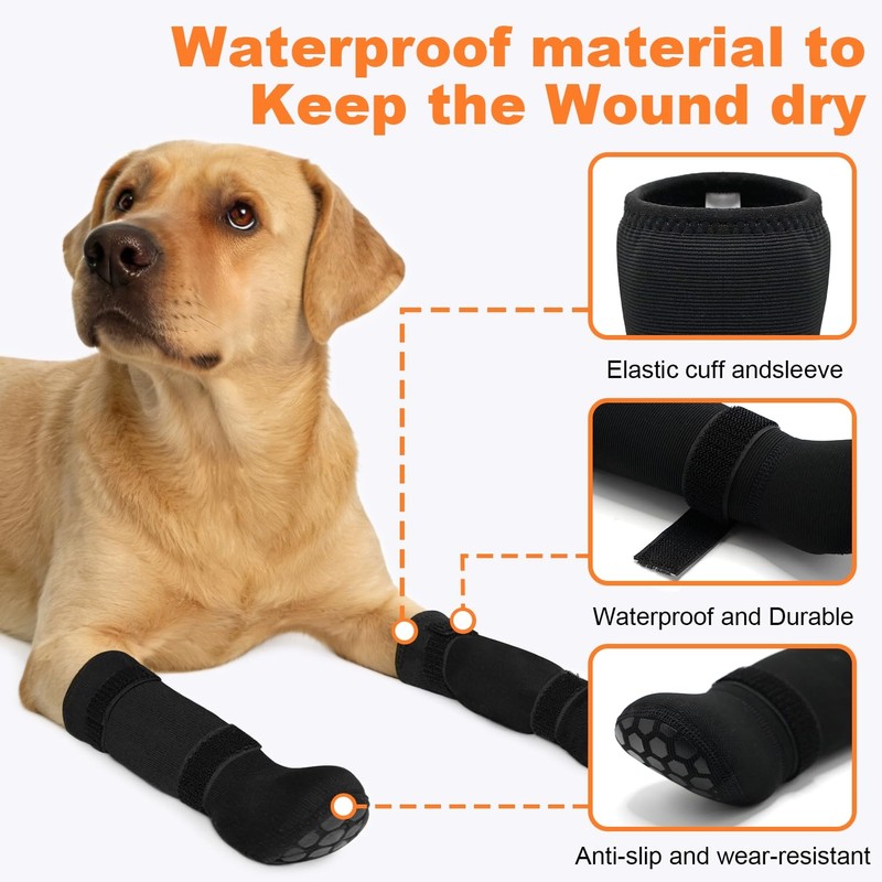 yrenoer Dog Socks 4-Pack for Medium & Large Dogs, Waterproof,