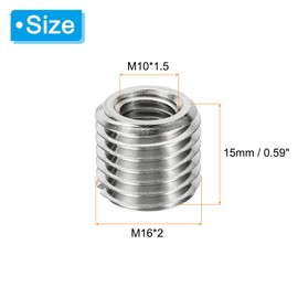 PATIKIL Thread Adapters Sleeve Reducing Nut, 6 Pcs M16*2 Male to M10*1.5 Female Repairing Insert Nut Screw Reducer Conversion Stainless Steel Fastener 15mm