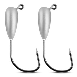 Fishing Tube Jig Head Hooks,15pcs Saltwater Weighted Swimbait Jig Hooks Water Drop Unpainted Tube Baits Jig for Bass 1/8 oz,1/4 oz,3/8 oz