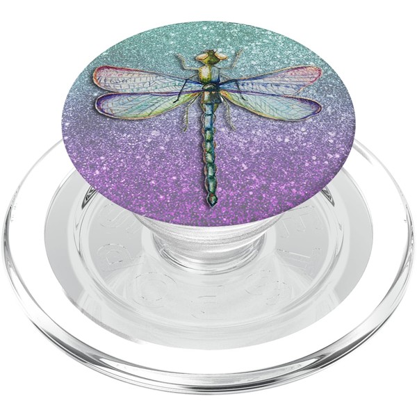 Pastel Lilacs Dragonfly on a Blue and Purple Background PopSockets