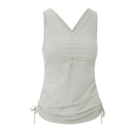 UV SKINZ Women's Swim Tankini – Modest Tankini Top with Built-in Bra Support, UPF 50+ Sun Protection, Flattering Ruched Sides to Conceal Tummy, Comfortable Swimwear for Women - Cool Grey - 2XL