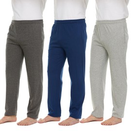 Essential Elements ﻿ Men's 100% Cotton Jersey Active Casual Lounge Comfortable Sleep Pajama Pants for Men - 3 Pack