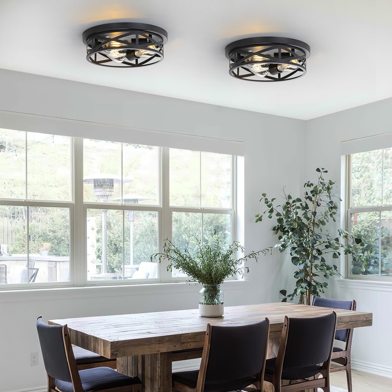 Youroke 3-Lights Farmhouse Flush Mount Ceiling Lights, 13 Inch Indoor