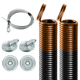 Easy Fix Hardware Heavy-Duty Double-Looped Garage Door Extension Springs Bundle 170 lb (Orange) Springs, 3" Pulleys, and Extension Cables for 7' Feet Garage Door