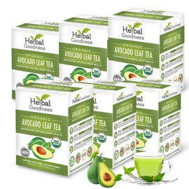 Avocado Leaf Tea - Organic Avocado Green Tea Bags, Rich in Calcium, Nutrient Dense, Respiratory & Heart Support - 24 Teabags in 6 Packs - Herbal Goodness