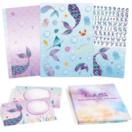 WERNNSAI Kids Stationery Set - 72PCS Girls Stationery Set Teens Mermaid Letter Writing Kit Mermaid Letter Paper Set Stationery Writing Sheets with Envelopes School Mermaid Gift