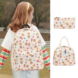 Giraffe School Backpack for Girls, 3Pcs Waterproof Lightweight Kids Student Backpacks with Lunch Bag and Pencil Case