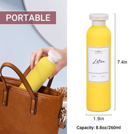 UMETASS Travel Shampoo Bottle, Empty Plastic Squeeze Bottles 8.8oz with Flip Cap, Lotion Container for Toiletries Travel Size Shampoo and Conditioner