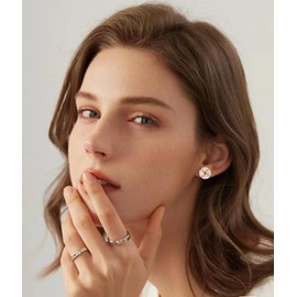 IMINI Gold Love Knot Stud Earrings for Women Girls Sterling Silver Post Pink Enamel Cute Knot Earrings Hypoallergenic Thick Small Earrings Cartilage Elegant Jewellery Gifts, Copper, No Gemstone
