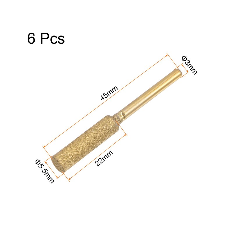 HARFINGTON 6pcs Diamond Coated Chainsaw Sharpener Bits 7/32" 5.5mm Cylinder