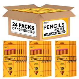 Wood Pencils Bulk, Pre Sharpened Pencils #2, Bulk Pencil Box, Wooden Pencil #2, Lapiz, Lapices, #2 Pencils, 10 Per Box (24 Pack)