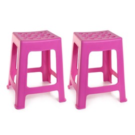 Mintra Home Light Duty Plastic Stools 2pk (18in Height, Fuchsia)
