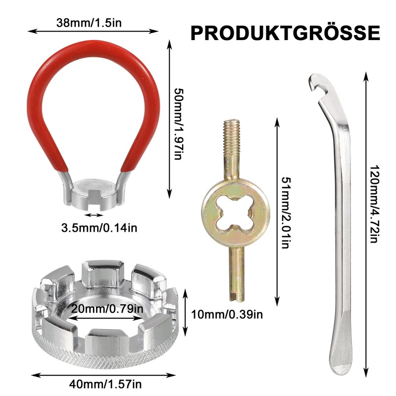 Opopark 8-Piece Bicycle Tyre Lever Set, Bicycle Spoke Wrench Professional