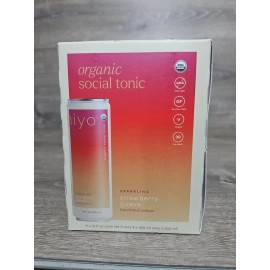 Hiyo Sparkling Strawberry Guava Organic Social Tonic 4 Cans Happy In Your Own