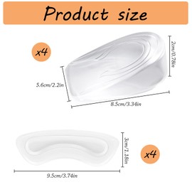 Guyode 4 Stück Fersensporn Einlagen Weich und Bequem Enthalten 2 Fersenpolster Transparent und Unsichtbar Und 2 Atmungsaktiv und Stoßdämpfend für Fußhöhenvergrößerung für Männer und Frauen