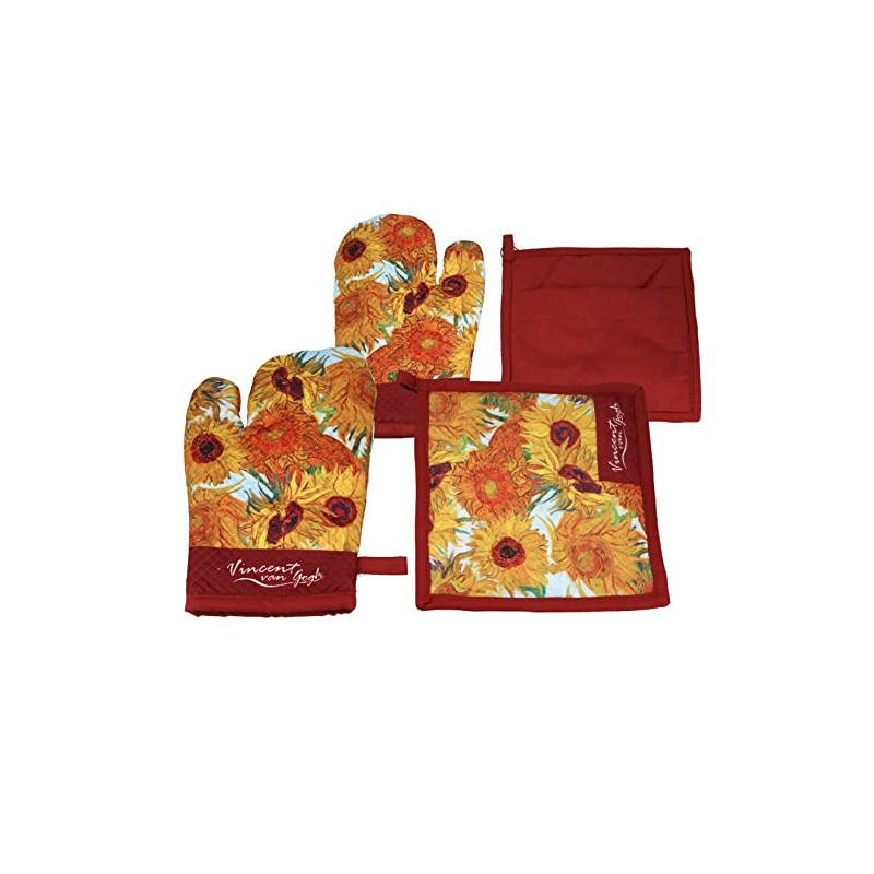 CARMANI Decorative Oven Mitt and Pot Holder Heat Resistant Non-Slip